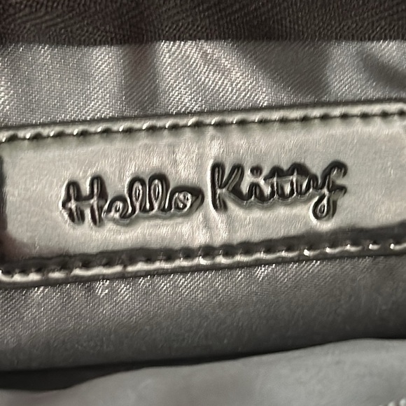 Hello Kitty Y2K Gunmetal Gray Makeup Case, Wristlet, Clutch, Bow, NEW wot